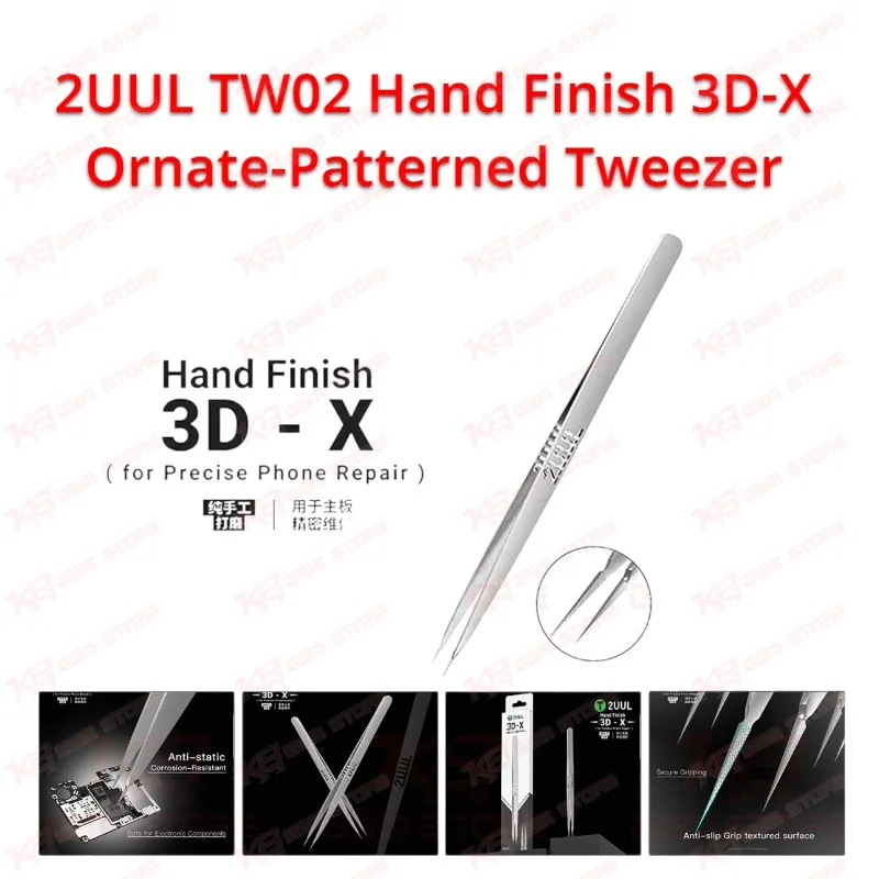 2UUL TW02 Hand Finish 3D-X Ornate-Patterned Tweezer