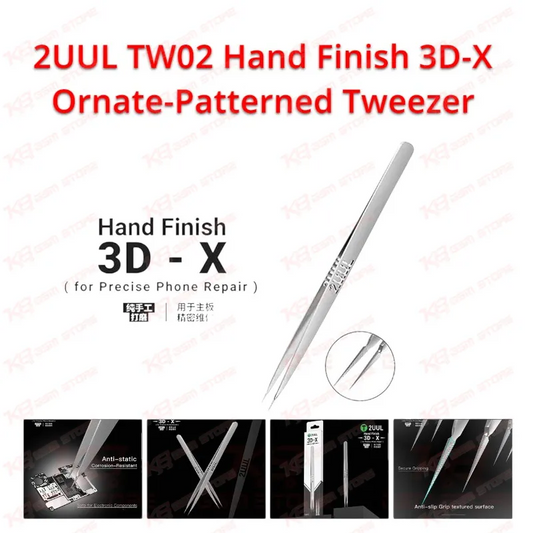 2UUL TW02 Hand Finish 3D-X Ornate-Patterned Tweezer