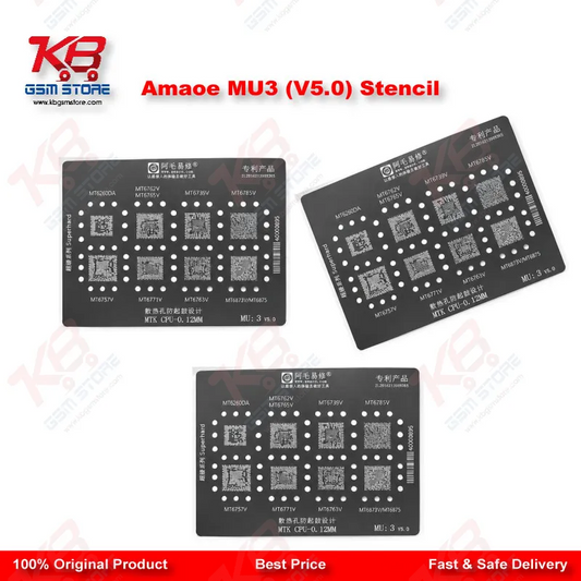 Amaoe MU3 (V5.0) Stencil – 0.12mm MTK CPU BGA Reballing Stencil for MT6762V, MT6739V, MT6771V, MT6785V and More