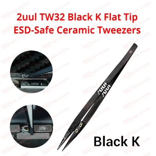 2uul TW32 Black K Flat Tip ESD-Safe Ceramic Tweezers