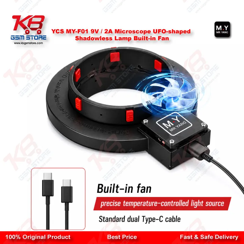 YCS MY-F01 UFO Shadowless Microscope Ring Light – 280 LED 1500LM with Cooling Fan
