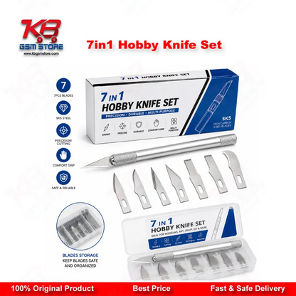 7 in 1 Hobby Knife Set for Mobile Phone PCB BGA IC Chip Repair — 6 Interchangeable Blades with Handle