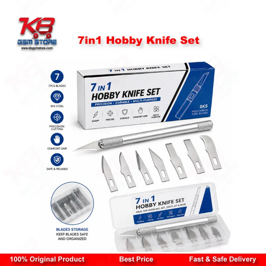 7 in 1 Hobby Knife Set for Mobile Phone PCB BGA IC Chip Repair — 6 Interchangeable Blades with Handle