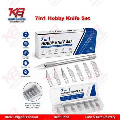 7 in 1 Hobby Knife Set for Mobile Phone PCB BGA IC Chip Repair — 6 Interchangeable Blades with Handle