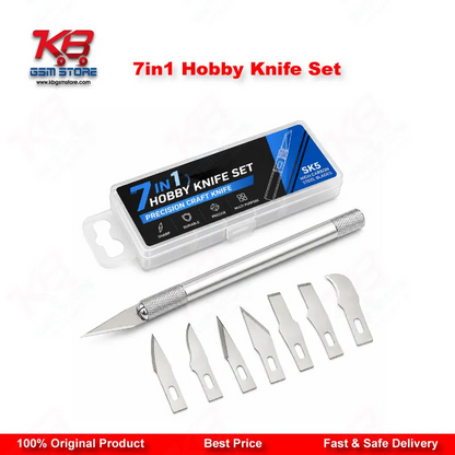 7 in 1 Hobby Knife Set for Mobile Phone PCB BGA IC Chip Repair — 6 Interchangeable Blades with Handle