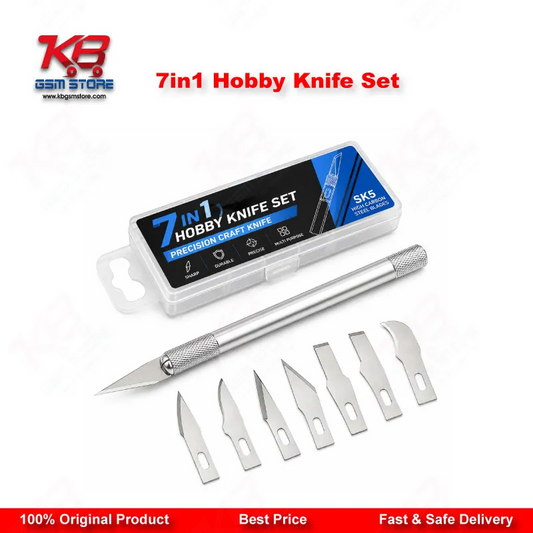 7 in 1 Hobby Knife Set for Mobile Phone PCB BGA IC Chip Repair — 6 Interchangeable Blades with Handle