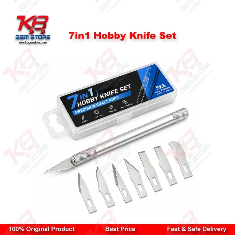 7 in 1 Hobby Knife Set for Mobile Phone PCB BGA IC Chip Repair — 6 Interchangeable Blades with Handle