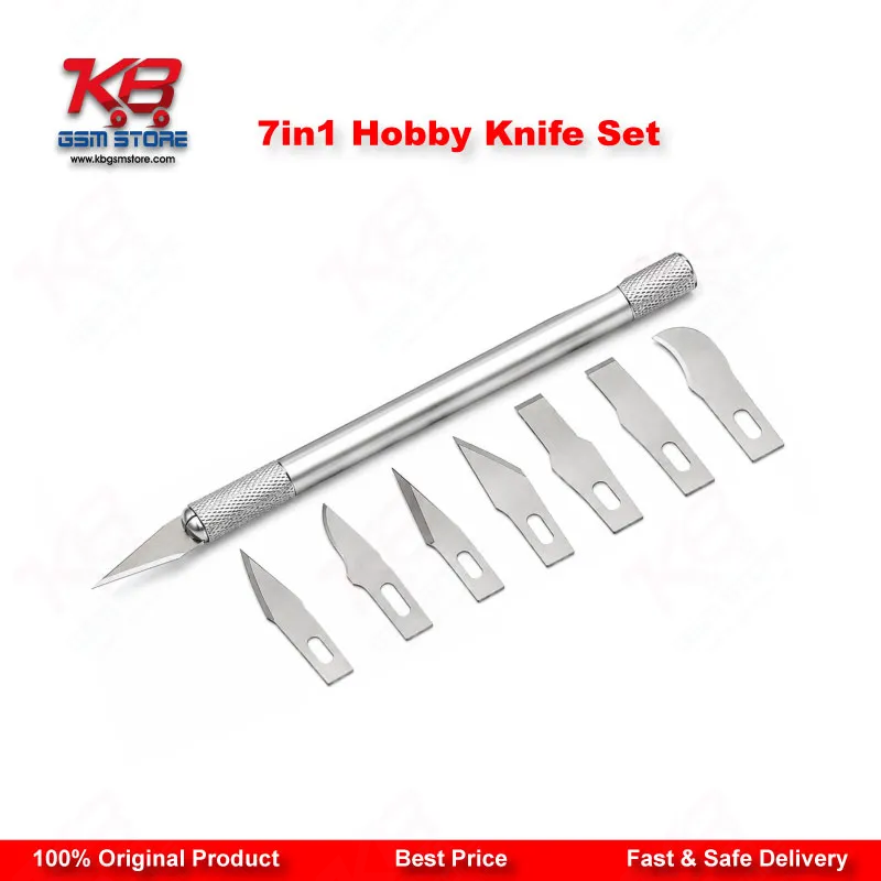 7 in 1 Hobby Knife Set for Mobile Phone PCB BGA IC Chip Repair — 6 Interchangeable Blades with Handle