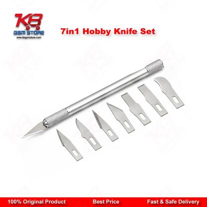 7 in 1 Hobby Knife Set for Mobile Phone PCB BGA IC Chip Repair — 6 Interchangeable Blades with Handle