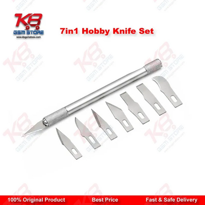 7 in 1 Hobby Knife Set for Mobile Phone PCB BGA IC Chip Repair — 6 Interchangeable Blades with Handle