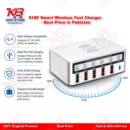 818F Smart Wireless Fast Charger – 6 Port QC3.0 Type-C Charging Station