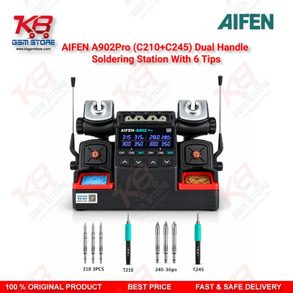 AIFEN A902 Pro Dual Handle Soldering Station – C210 & C245, 6 Tips Set