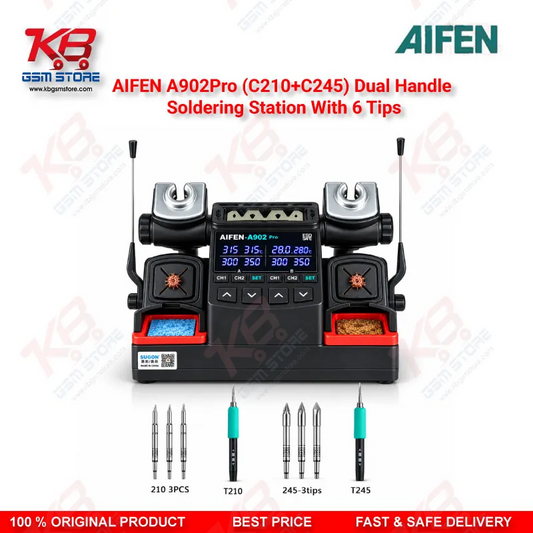 AIFEN A902 Pro Dual Handle Soldering Station – C210 & C245, 6 Tips Set