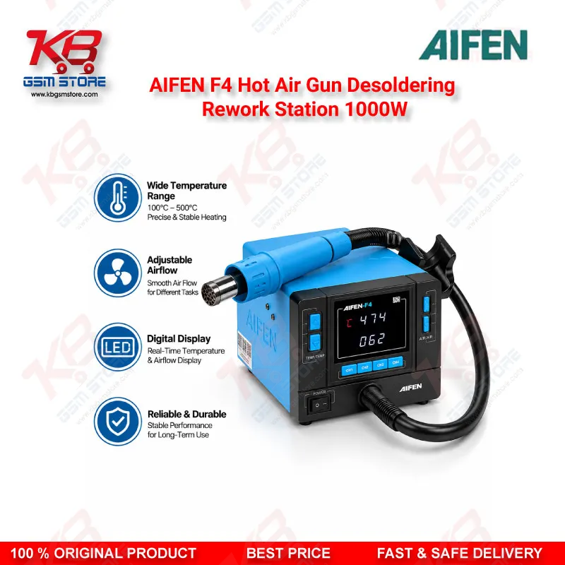 AIFEN F4 Hot Air Gun Desoldering Rework Station 1000W – Digital BGA SMD Soldering Station for Mobile Repair