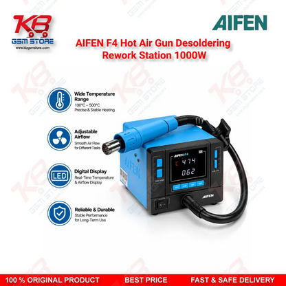 AIFEN F4 Hot Air Gun Desoldering Rework Station 1000W – Digital BGA SMD Soldering Station for Mobile Repair