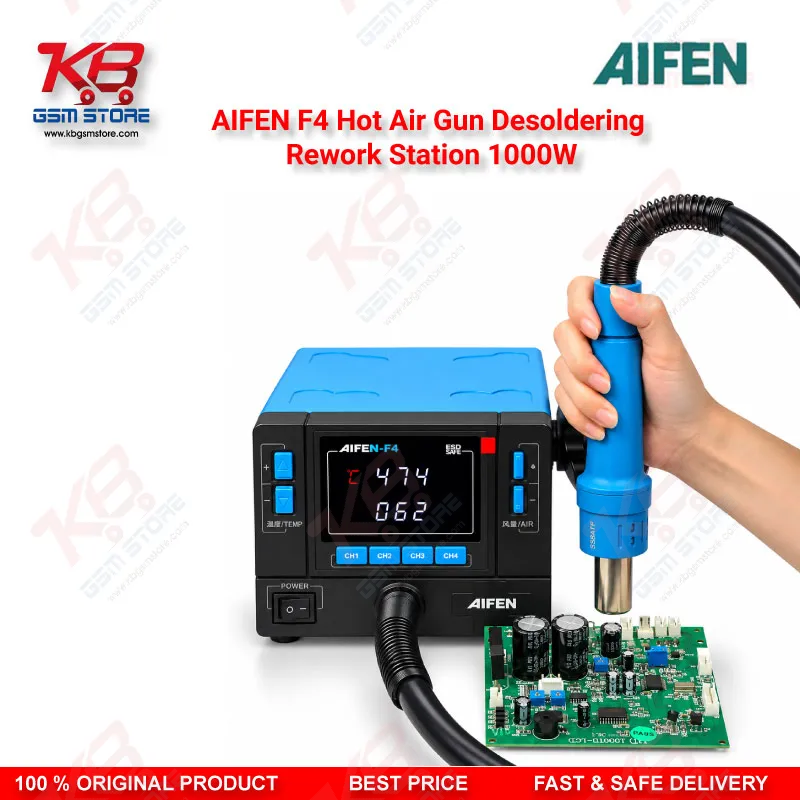 AIFEN F4 Hot Air Gun Desoldering Rework Station 1000W – Digital BGA SMD Soldering Station for Mobile Repair