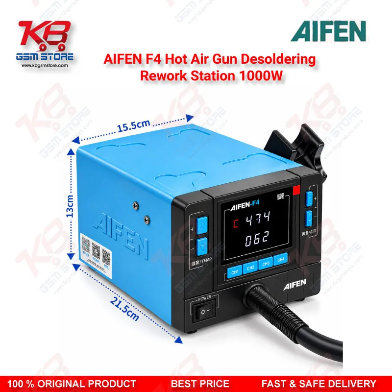 AIFEN F4 Hot Air Gun Desoldering Rework Station 1000W – Digital BGA SMD Soldering Station for Mobile Repair