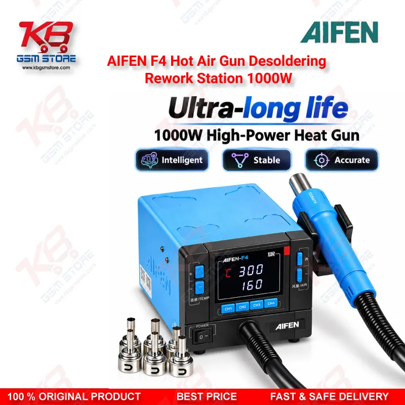 AIFEN F4 Hot Air Gun Desoldering Rework Station 1000W – Digital BGA SMD Soldering Station for Mobile Repair