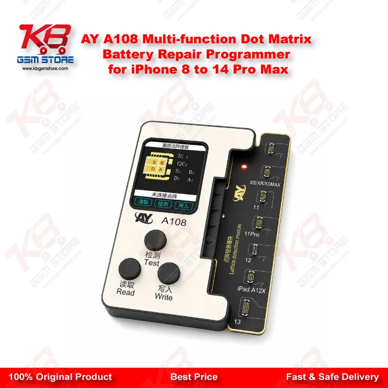 AY A108 Multi-function Dot Matrix Battery Repair Programmer for iPhone 8 to 14 Pro Max