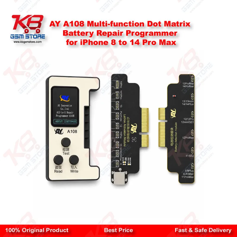 AY A108 Multi-function Dot Matrix Battery Repair Programmer for iPhone 8 to 14 Pro Max