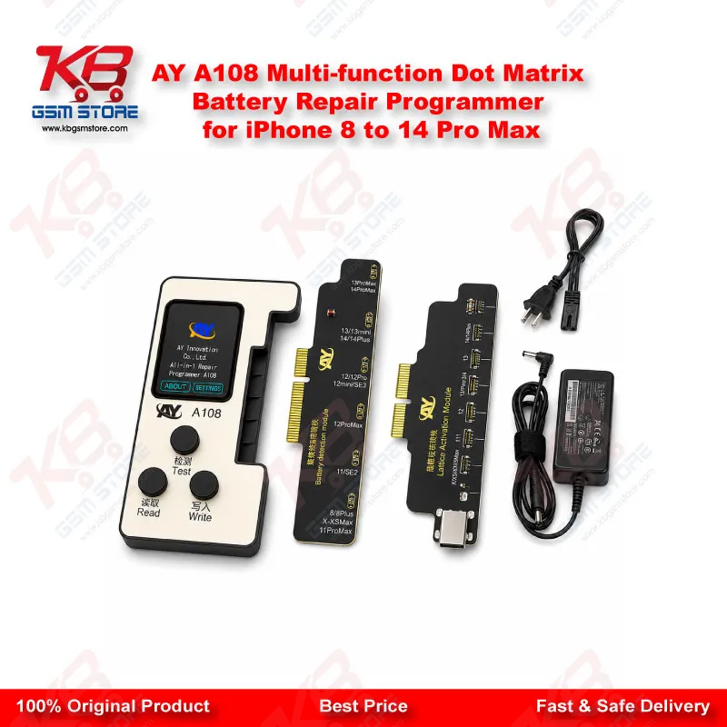 AY A108 Multi-function Dot Matrix Battery Repair Programmer for iPhone 8 to 14 Pro Max
