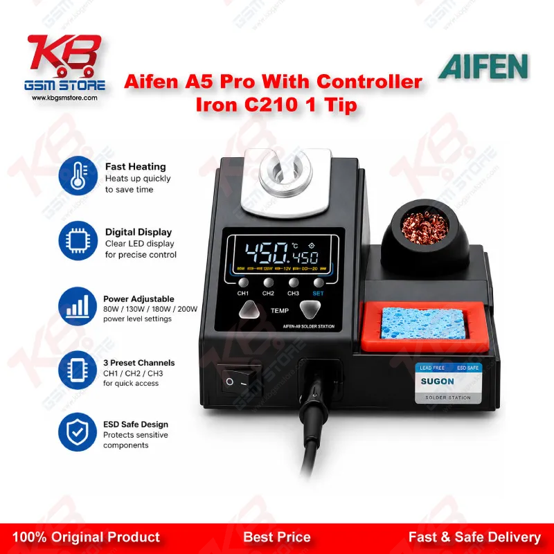 Aifen A5 Pro Digital Soldering Station with C210 Handle and Iron Tip – 120W JBC Compatible