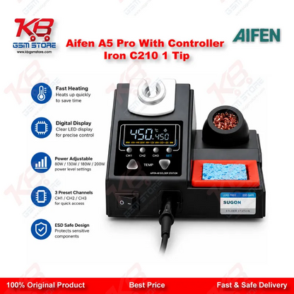 Aifen A5 Pro Digital Soldering Station with C210 Handle and Iron Tip – 120W JBC Compatible