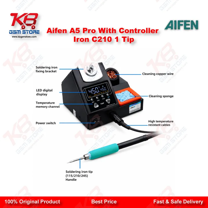 Aifen A5 Pro Digital Soldering Station with C210 Handle and Iron Tip – 120W JBC Compatible