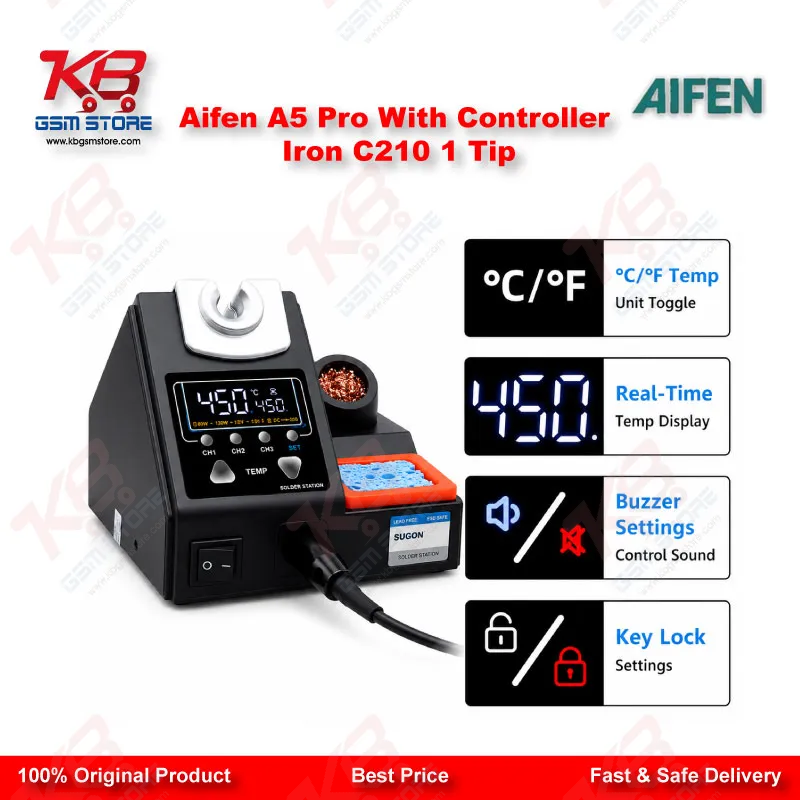 Aifen A5 Pro Digital Soldering Station with C210 Handle and Iron Tip – 120W JBC Compatible