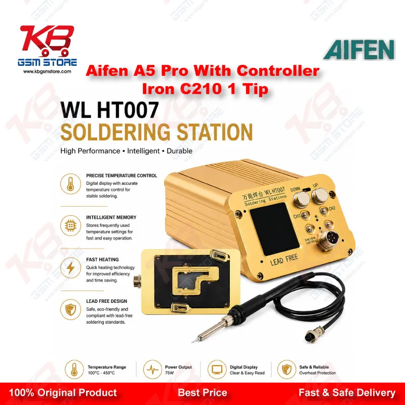 Aifen A5 Pro Digital Soldering Station with C210 Handle and Iron Tip – 120W JBC Compatible