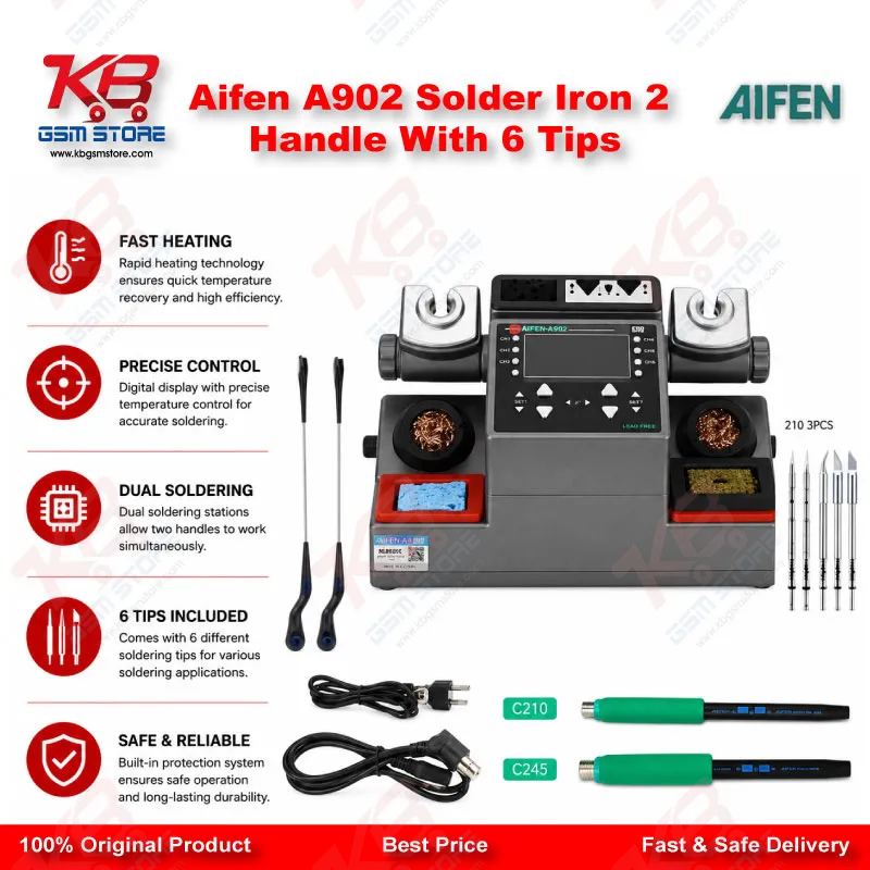 Aifen A902 Solder Iron 2 Handle With 6 Tips