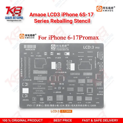 Amaoe LCD3 iPhone 6S-17 Series Reballing Stencil – Precision LCD & Face ID IC BGA Reballing Template for Mobile Repair