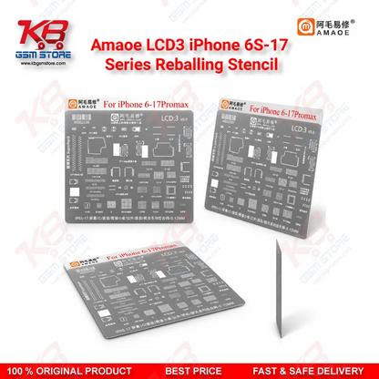 Amaoe LCD3 iPhone 6S-17 Series Reballing Stencil – Precision LCD & Face ID IC BGA Reballing Template for Mobile Repair