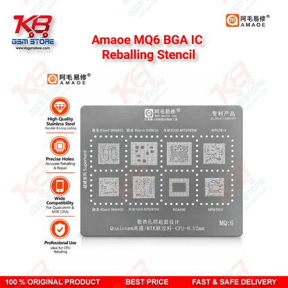 Amaoe MQ6 BGA IC Reballing Stencil for Qualcomm & MediaTek CPU Reballing (0.12mm)
