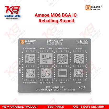 Amaoe MQ6 BGA IC Reballing Stencil for Qualcomm & MediaTek CPU Reballing (0.12mm)