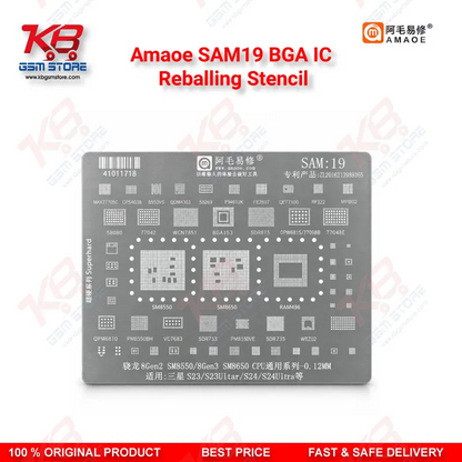 Amaoe SAM19 BGA IC Reballing Stencil – Snapdragon SM8550/SM8650 CPU Direct Heat Reballing Tool for Samsung S23/S23 Ultra/S24/S24 Ultra