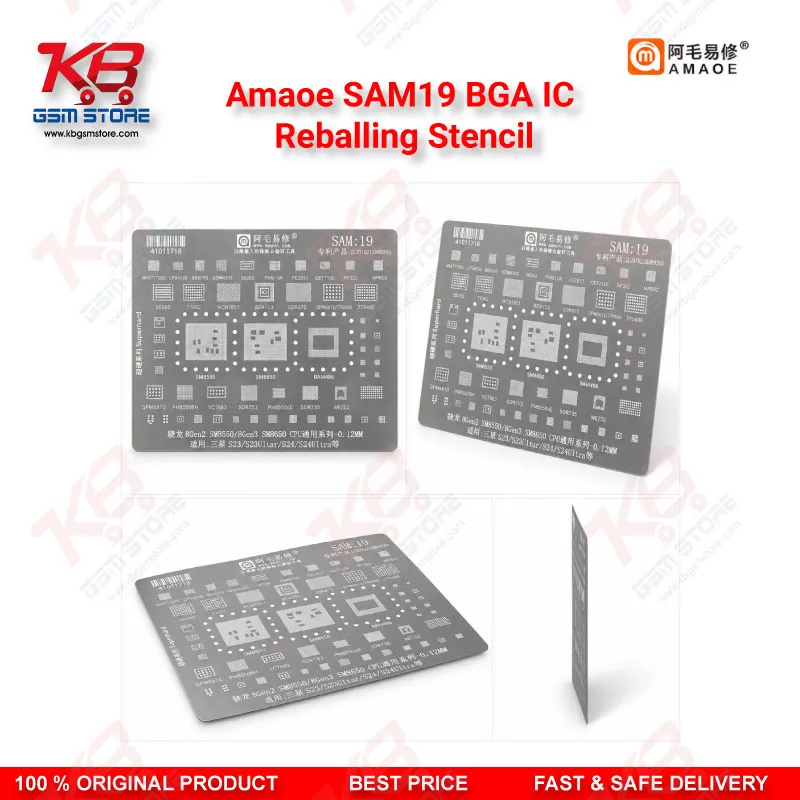 Amaoe SAM19 BGA IC Reballing Stencil – Snapdragon SM8550/SM8650 CPU Direct Heat Reballing Tool for Samsung S23/S23 Ultra/S24/S24 Ultra