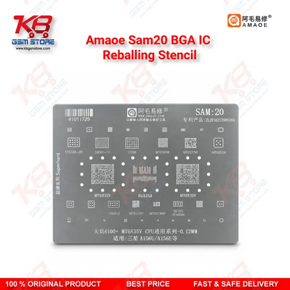 Amaoe SAM20 BGA IC Reballing Stencil – 0.12mm MT6835V CPU Stencil for Samsung Galaxy A15 5G (SM-A156U/A156E)