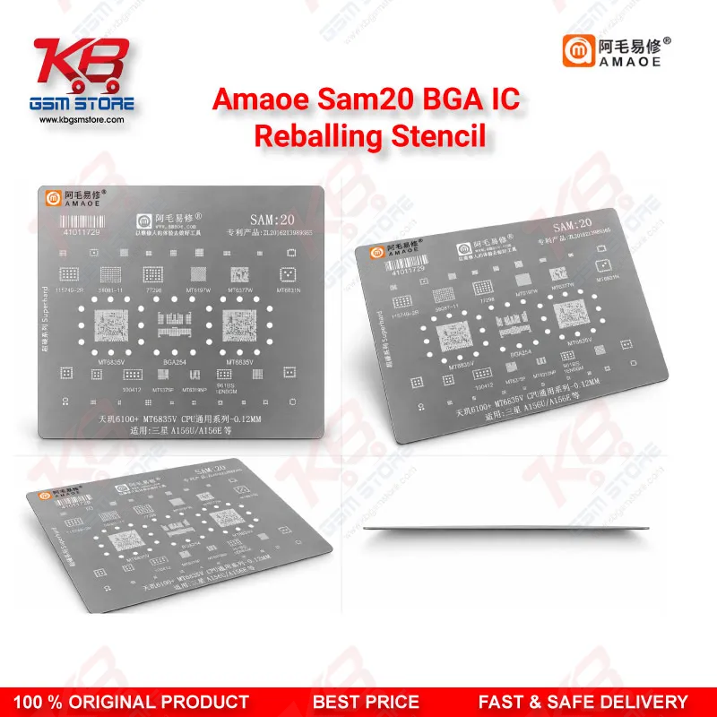 Amaoe SAM20 BGA IC Reballing Stencil – 0.12mm MT6835V CPU Stencil for Samsung Galaxy A15 5G (SM-A156U/A156E)