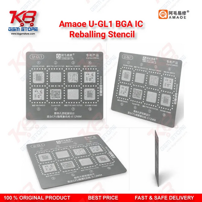 Amaoe U-GL1 BGA IC Reballing Stencil – 0.12mm CPU-Isolated Mixed Chipset Template