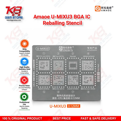 Amaoe U-MIXU3 0.12mm Qualcomm Snapdragon & MediaTek CPU Mixed BGA Reballing Stencil