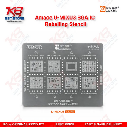 Amaoe U-MIXU3 0.12mm Qualcomm Snapdragon & MediaTek CPU Mixed BGA Reballing Stencil
