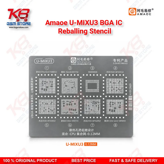 Amaoe U-MIXU3 0.12mm Qualcomm Snapdragon & MediaTek CPU Mixed BGA Reballing Stencil
