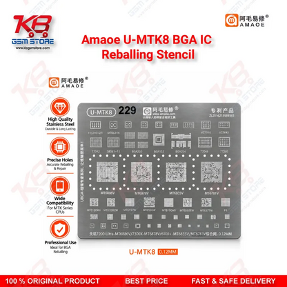 Amaoe U-MTK8 MTK CPU Centralized BGA Reballing Stencil for MediaTek Dimensity Chipsets