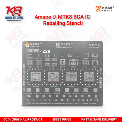 Amaoe U-MTK8 MTK CPU Centralized BGA Reballing Stencil for MediaTek Dimensity Chipsets
