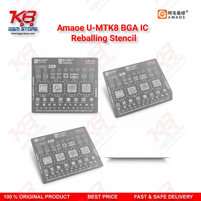 Amaoe U-MTK8 MTK CPU Centralized BGA Reballing Stencil for MediaTek Dimensity Chipsets