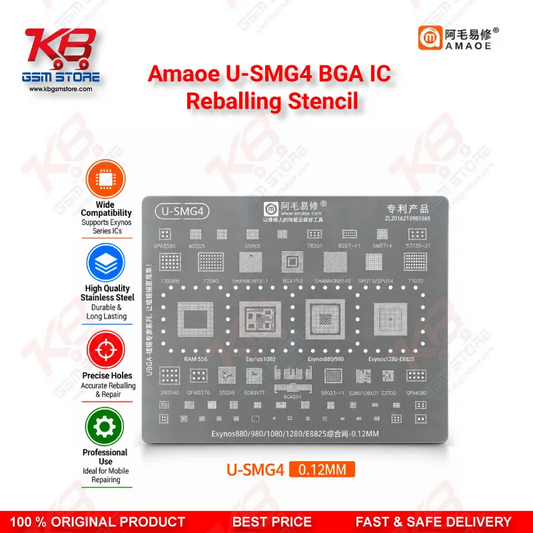 Amaoe U-SMG4 BGA IC Reballing Stencil for Samsung Exynos 880 980 1080 1280 CPU Reball Template