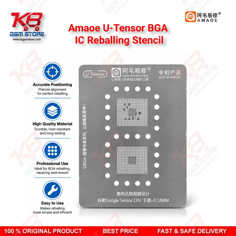 Amaoe U-Tensor BGA IC Reballing Stencil for Google Pixel Tensor CPU Repair