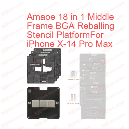 Amaoe 18 in 1 Middle Frame BGA Reballing Stencil Platform For iPhone X-14 Pro Max