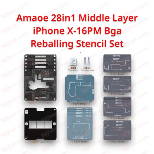 Amaoe 28in1 Middle Layer iPhone X-16PM Bga Reballing Stencil Set